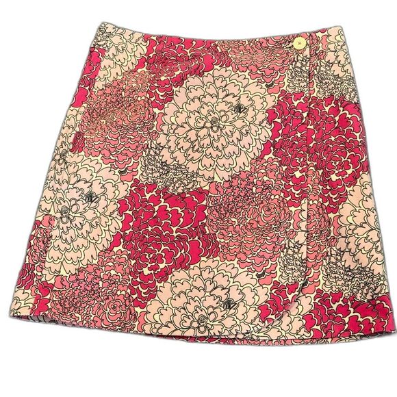 Lilly Pulitzer Chandler Wrap Skirt Women's Size 6 Pink & Cream Floral Mini - Picture 1 of 6